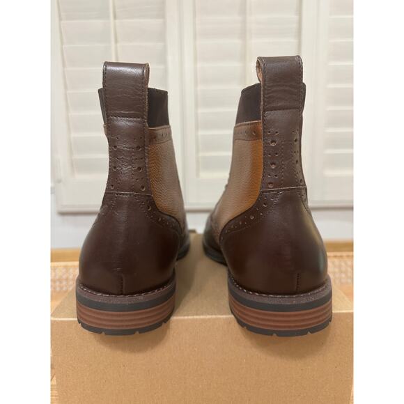 Stacy Adams Oswyn Wingtip Lace Boots Brown Multi Leather Textile Size 10 NWOB